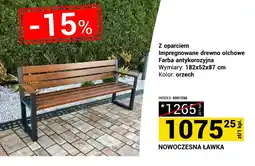 Merkury Market Ławka nowoczesna z oparciem impregnowane drewno olchowe farba antykorozyjna oferta