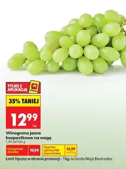 Biedronka Winogrona jasne bezpestkowe na wagę oferta