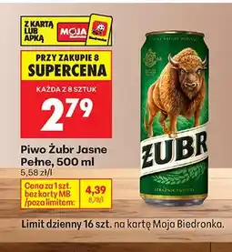 Biedronka Piwo Żubr Jasne Pełne oferta