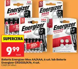 Biedronka Baterie Energizer Max AA/AAA, 6 szt. lub Baterie Energizer CR2025/A76, 4 szt oferta