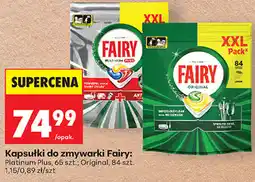 Biedronka Kapsułki do zmywarki Fairy: Platinum Plus, 65 szt. Original, 84 szt oferta