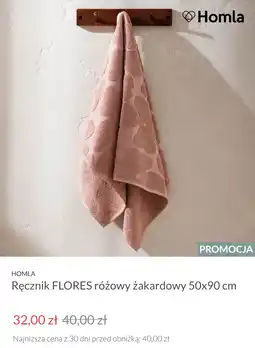 Homla HOMLA Ręcznik FLORES różowy żakardowy 50x90 cm oferta