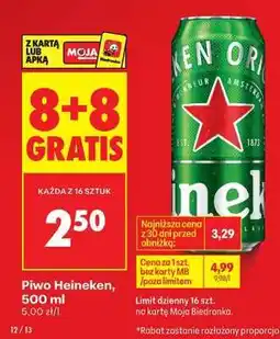 Biedronka Piwo Heineken 500 ml oferta
