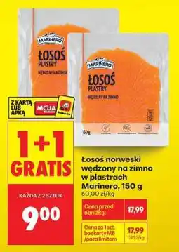 Biedronka Łosoś norweski wędzony na zimno w plastrach Marinero, 150 g oferta