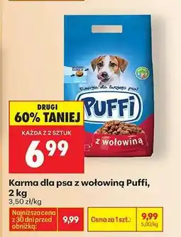 Biedronka Karma dla psa z wołowiną Puffi, 2 kg oferta