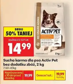 Biedronka Sucha karma dla psa Activ Pet bez dodatku zbóż, 2 kg oferta