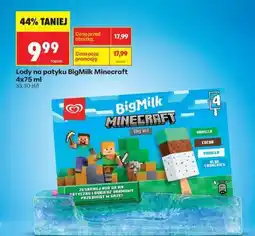 Biedronka Lody na patyku BigMilk Minecraft, 4x75 ml oferta