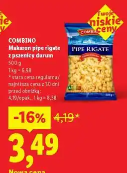 Lidl COMBINO Makaron pipe rigate z pszenicy durum oferta