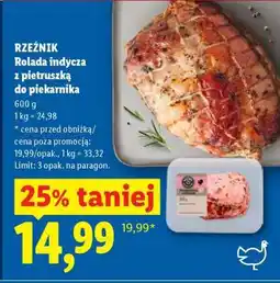 Lidl RZEŹNIK Rolada indycza z pietruszką do piekarnika oferta