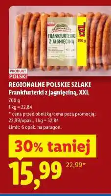 Lidl REGIONALNE POLSKIE SZLAKI Frankfurterki z jagnięciną, XXL oferta