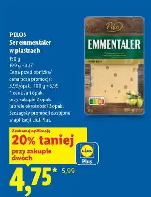 Lidl PILOS Ser emmentaler w plastrach oferta