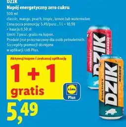Lidl DZIK Napój energetyczny ZERO cukru oferta