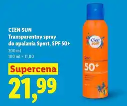 Lidl CIEN SUN Transparentny spray do opalania Sport, SPF 50+ oferta