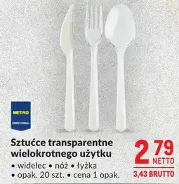 Makro Sztućce transparentne wielokrotnego użytku widelec, nóż, łyżka oferta