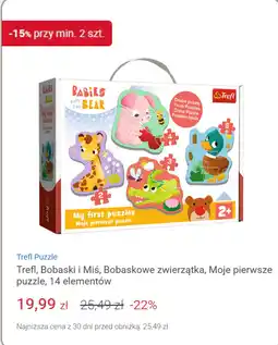 Smyk Trefl, Bobaski i Miś, Bobaskowe zwierzątka, Moje pierwsze puzzle, 14 elementów oferta
