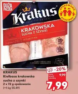 Kaufland KRAKUS Kiełbasa krakowska sucha z szynki 2 x 72 g opakowanie oferta