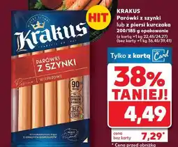 Kaufland KRAKUS Parówki z szynki lub z piersi kurczaka 200/185 g opakowanie oferta