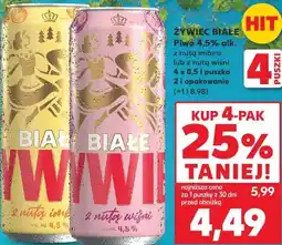 Kaufland ŻYWIEC BIAŁE Piwo 4,5% alk. z nutą imbiru lub z nutą wiśni 4 x 0,5 l puszka oferta