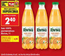 Biedronka Sok 100% pomarańcza Riviva oferta