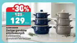 Biedronka Zestaw garnków emaliowanych 6 elementów, granatowe lub beżowe oferta