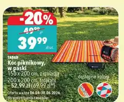 Biedronka Koc piknikowy w paski 150 x 200 cm, z izolacją 200 x 200 cm, tłołkaty oferta