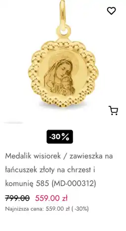 Briju Medalik wisiorek / zawieszka na łańcuszek złoty na chrzest i komunię 585 oferta