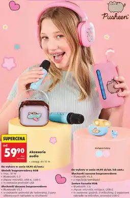 Biedronka Akcesoria audio (głośnik bezprzewodowy, słuchawki, zestaw karaoke) Pusheen oferta