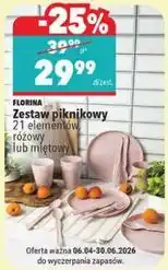 Biedronka Zestaw piknikowy 21 elementów, różowy lub miętowy FLORINA oferta
