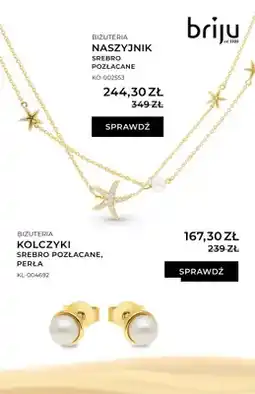 Briju Kolczyki srebro pozłacane, perła oferta