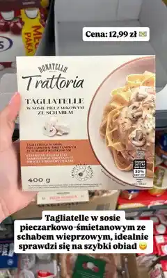 Biedronka Tagliatelle w sosie pieczarkowo-śmietanowym ze schabem wieprzowym oferta