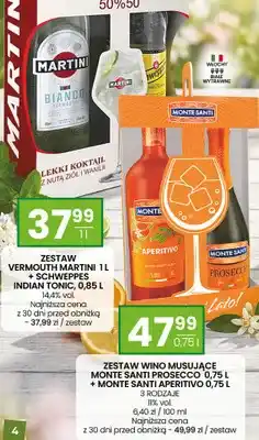 Twój Market Zestaw wino musujące Monte Santi Prosecco 0,75L + Monte Santi Aperitivo 0,75L 3 rodzaje oferta