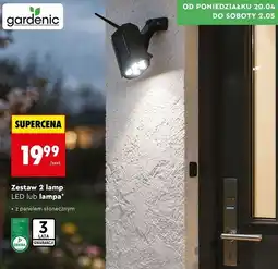 Biedronka gardenic Zestaw 2 lamp LED lub lampa z panelem słonecznym oferta