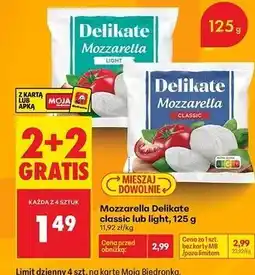 Biedronka Mozzarella Delikate classic lub light oferta