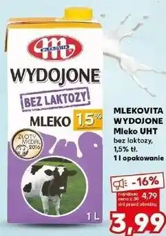 Kaufland MLEKOVITA WYDOJONE Mleko UHT bez laktozy 1,5% tł. 1 l opakowanie oferta