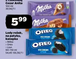 Netto Lody rożek, na patyku, w kubku Milka, Oreo, Lion oferta