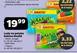 Netto Lody na patyku Kaktus Pałeczka Jungle, Banana Split, POP Pink, Classic oferta
