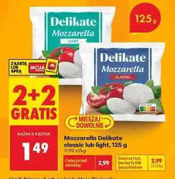 Biedronka Mozzarella Delikate classic lub light, 125 g oferta