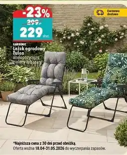 Biedronka GARDENIC Leżak ogrodowy Tulon wielopozycyjny, zielony lub szary oferta