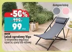 Biedronka Leżak ogrodowy Vigo 5-stopniowa regulacja oparcia, szary lub różowy MEVEN oferta