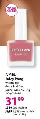 Hebe Wodny róż Juicy Pang do policzków, różne odcienie oferta