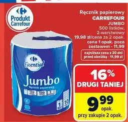 Carrefour Ręcznik papierowy jumbo 2-warstwowy oferta