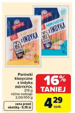 Carrefour Parówki klasyczne z indyka oferta