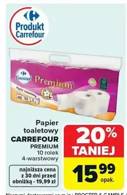 Carrefour Papier toaletowy Premium 10 rolek 4-warstwowy oferta