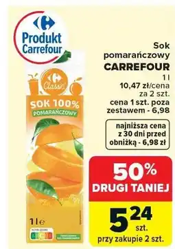 Carrefour Sok pomarańczowy 100% oferta