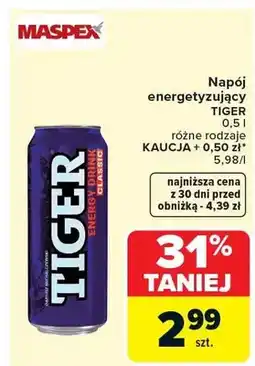 Carrefour Napój energetyzujący różne rodzaje KAUCJA + 0,50 zł oferta