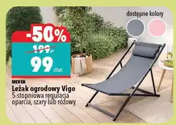 Biedronka Leżak ogrodowy Vigo 5-stopniowa regulacja oparcia, szary lub różowy oferta