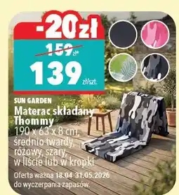 Biedronka Materac składany Thommy 190 x 63 x 8 cm, tkanina twardy, różowy, szary, niebieski lub kropki oferta