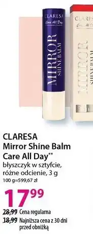 Hebe CLARESA Mirror Shine Balm Care All Day** błyszczyk w sztyfcie, różne odcienie oferta