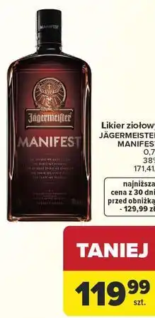 Carrefour Likier ziołowy JÄGERMEISTER MANIFEST oferta