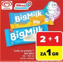 Carrefour Lody na patyku** BIG MILK 62 - 100 ml różne rodzaje oferta